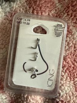 ICING 20G Stainless Steel Cubic Zirconia Nose Rings Set
