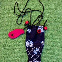 Drawstring Tie-Dye Cotton AdjustableCrossbody Asian Coy Fish Purse/Small Bag GUCGood Used Condition (GUC), no rips, no holes, and some light wear from