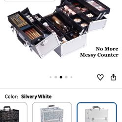 professional aluminum makeup / train case with tiered trays 
