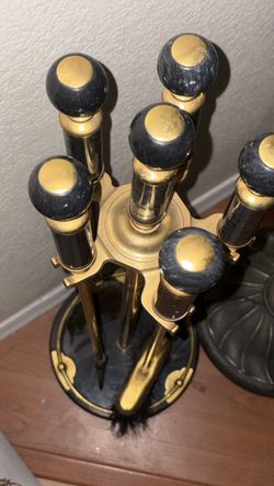 Brass and marble Fireplace set