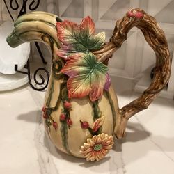 Fitz and Floyd Classics “Autumn Heritage” gourd pitcher - perfect condition! 10” x 10” (48 oz)