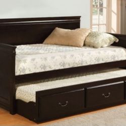 Brand New Espresso Twin Size Daybed w Trundle Bed 