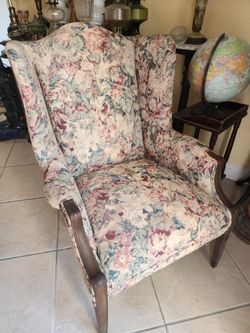 Floral Chair Seat Antique Vintage