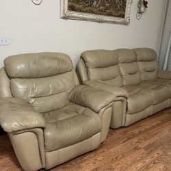 Tan Couch Recliners 3 Piece Set
