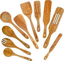 10 Pcs of Different Wooden Spoons, Wooden Spatulas and Wooden Spurtles for Cooking in Nonstick Cookware-BRWH-B0B8F18H1M