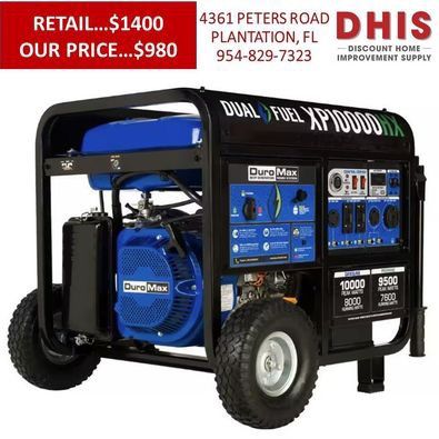 DUROMAX 10000/8000-Watt Dual Fuel Electric Start Gasoline/Propane Portable Home Back Up Generator NEW