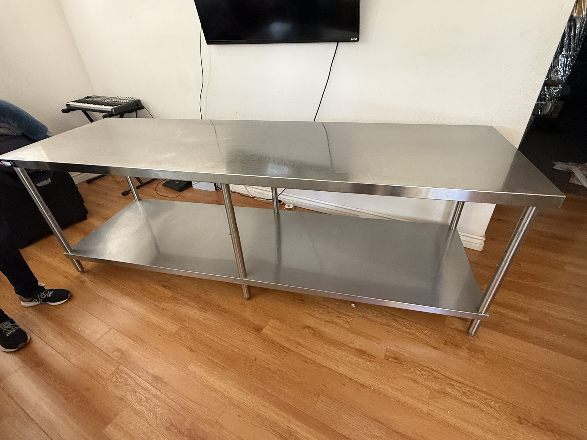 8ft Stainless steel adjustable table