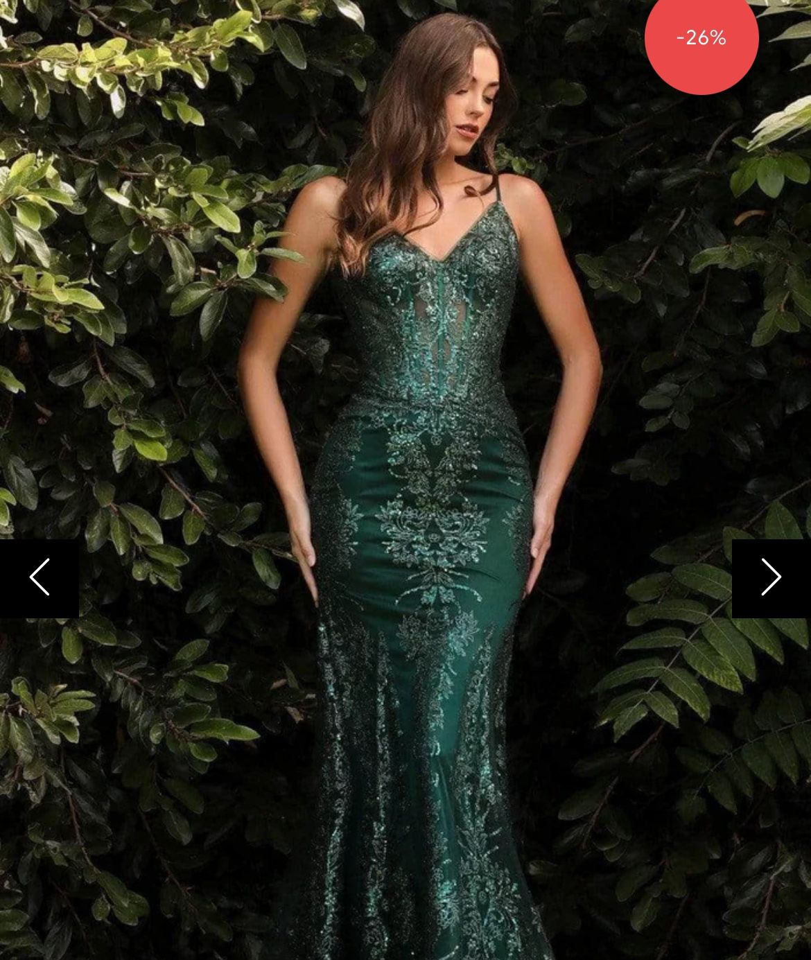 Dark Emerald Green Sequin Prom Dress