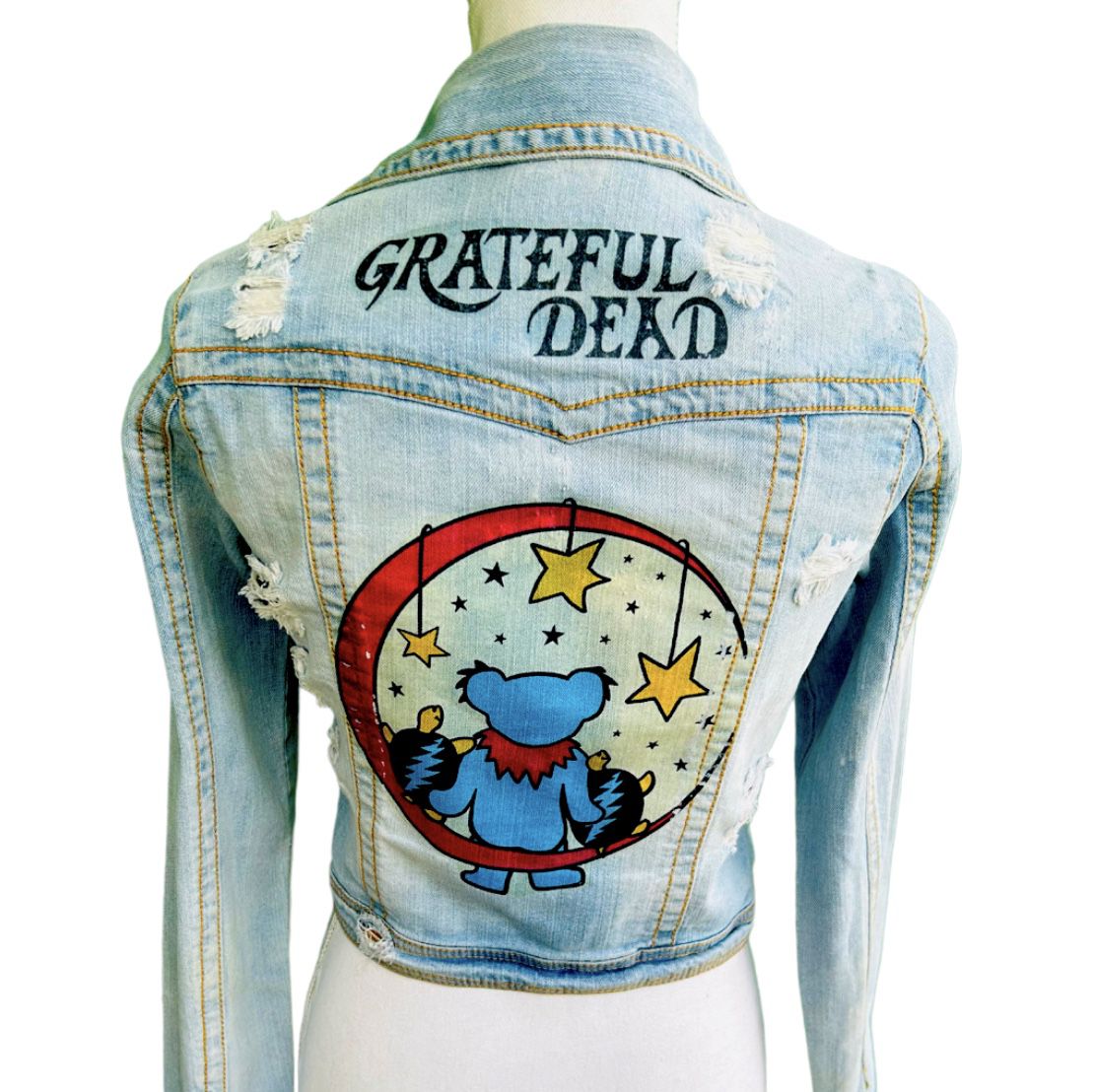 Grateful Dead Dancing Bear Moon & Stars Custom Denim Vanity Jacket