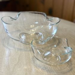 Vintage Anchor Hocking Clear Glass Crimped Chip and Dip Set
