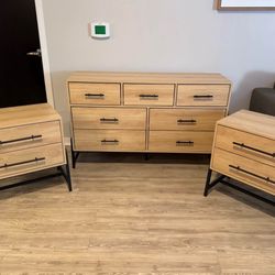 🌿 Modern Dresser + 2 Nightstands Set – Fully Assembled