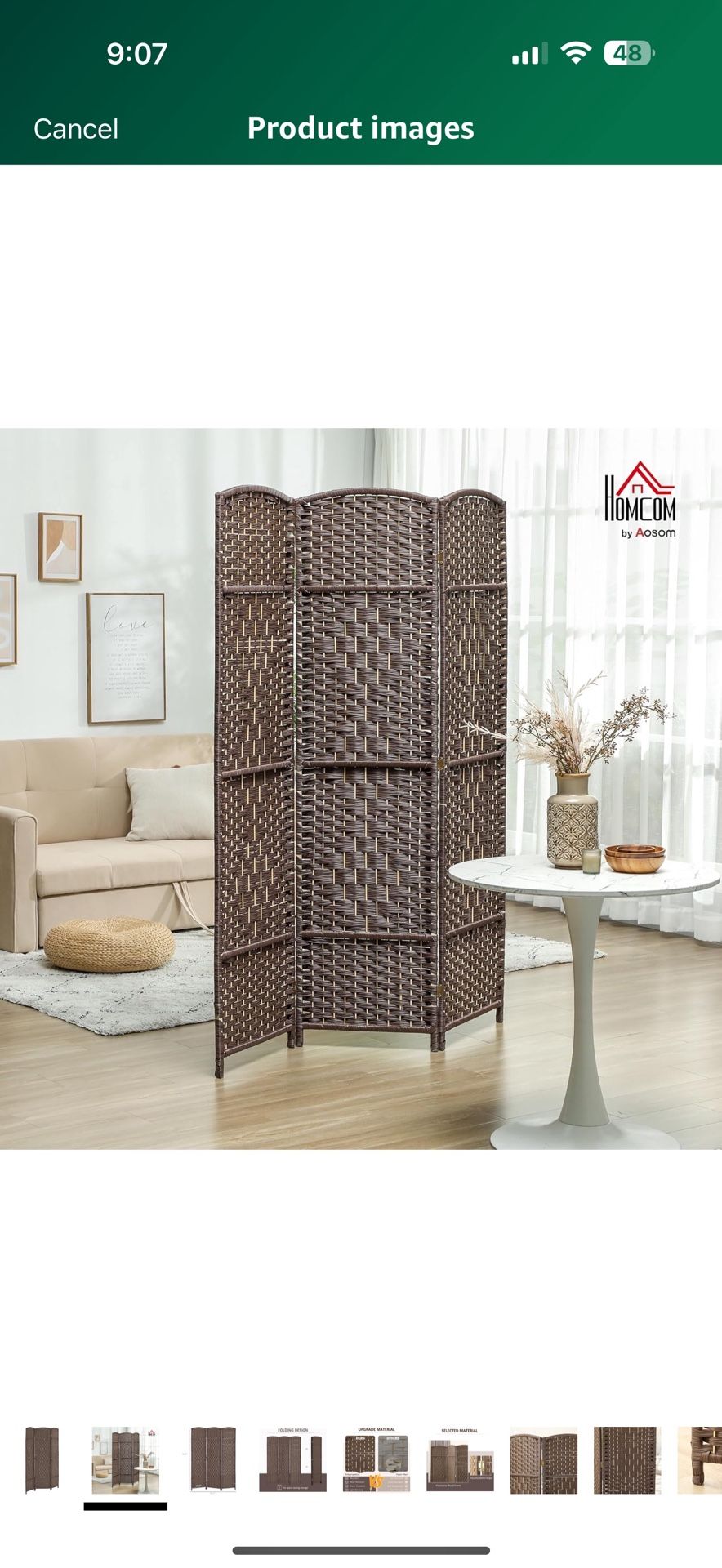 Room Divider Folding Privacy Divider 6 Ft Indoor Wall Divider Portable Partition Wood Screen, Brown (4 Panel