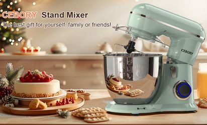 CEBORY 3-IN-1 Electric Stand Mixer, 6.5QT Bowl 660W 10-Speed Kitchen Mixer, Green