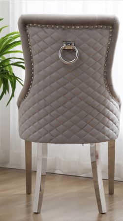 Brand new in box Tufted Velvet Upholstered Wingback luxurious and comfy Side Chair in Gray with nailhead trim