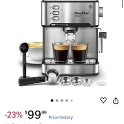 Plum Chef Espresso Machine 20 Bar Professional Compact Homehold Coffee Espresso Maker Coffee Machine for Latte Cappuccino, with Milk Frother 