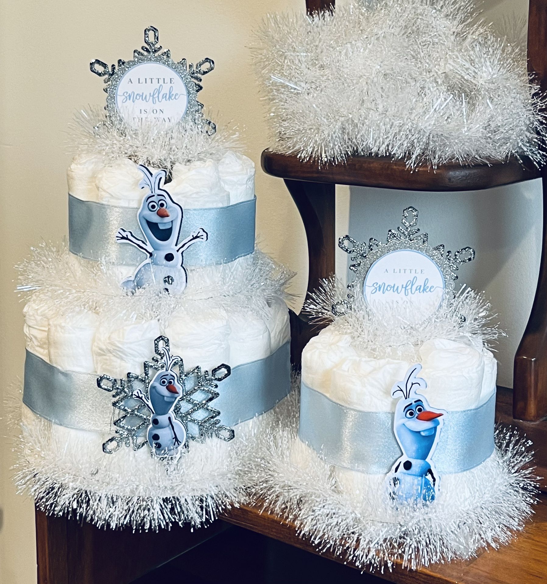 WINTER SNOWMAN frozen Olaf baby shower diaper cake gift centerpiece