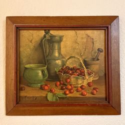 Charming Still Life Print by French Artist Robert Chailloux displayed in a Lovely Wood Frame/Home Decor/Decorative Accents/Farmhouse Kitchen Decor