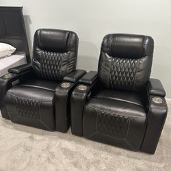 Black Home Movie Theater Power Recliner Chairs