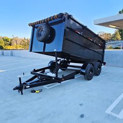 NEW DUMP TRAILER 12X8X4 HYDRAULIC SYSTEM ROLLING TARP &SPARE TIRE ELECTRIC BRAKES LIGHTS  2 AXLE 6000 LBS EACH 2 5/16 HITCH DIAMOND WALLS-6 LUGS TITLE