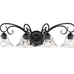Homestead 4-Light in Black Vanity Light with Clear Glass