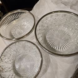 Glass Silver Rim Bowl Set