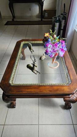 Ornate Glass Top Coffee Table