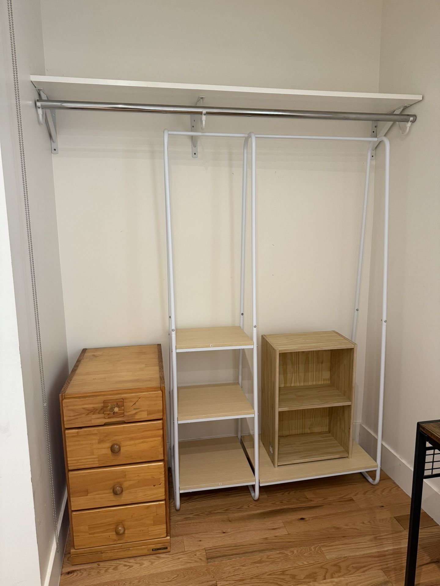 Closet Rack, Small Dresser & Cube Shelf – Selling Together or Separately