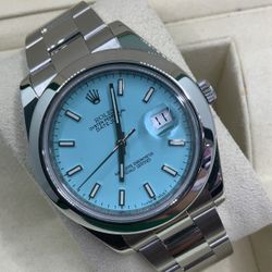 New Rolex Datejust 41 Tiffany Dial Stainless & Smooth Bezel
