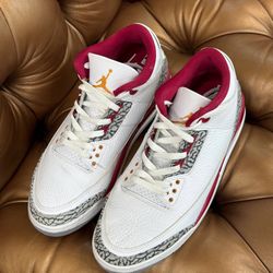 Size 11 - Jordan 3 Retro Mid Cardinal Red White Sneakers Shoes Small star loss
