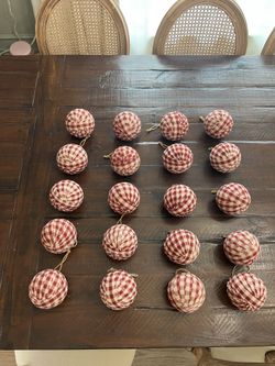 Red Gingham Fabric Christmas Ornaments