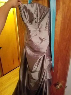 Impression bridal silver bridesmaid dress