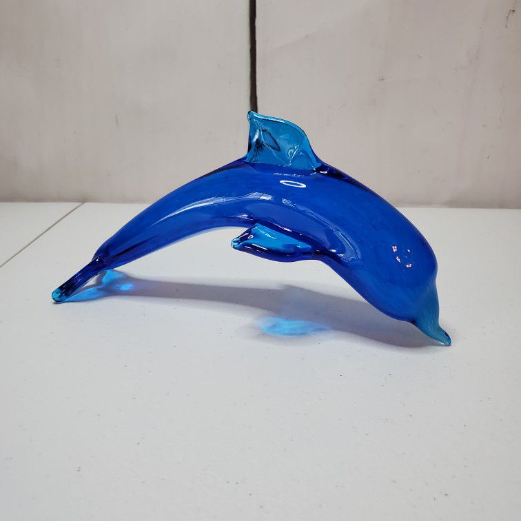 Art Blown Glass Dolphin Translucent Figurine Paperweight 