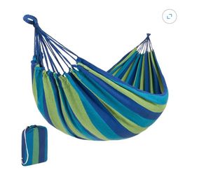 2-Person Brazilian-Style Cotton Double Hammock Bed w/ Portable Carrying Bag