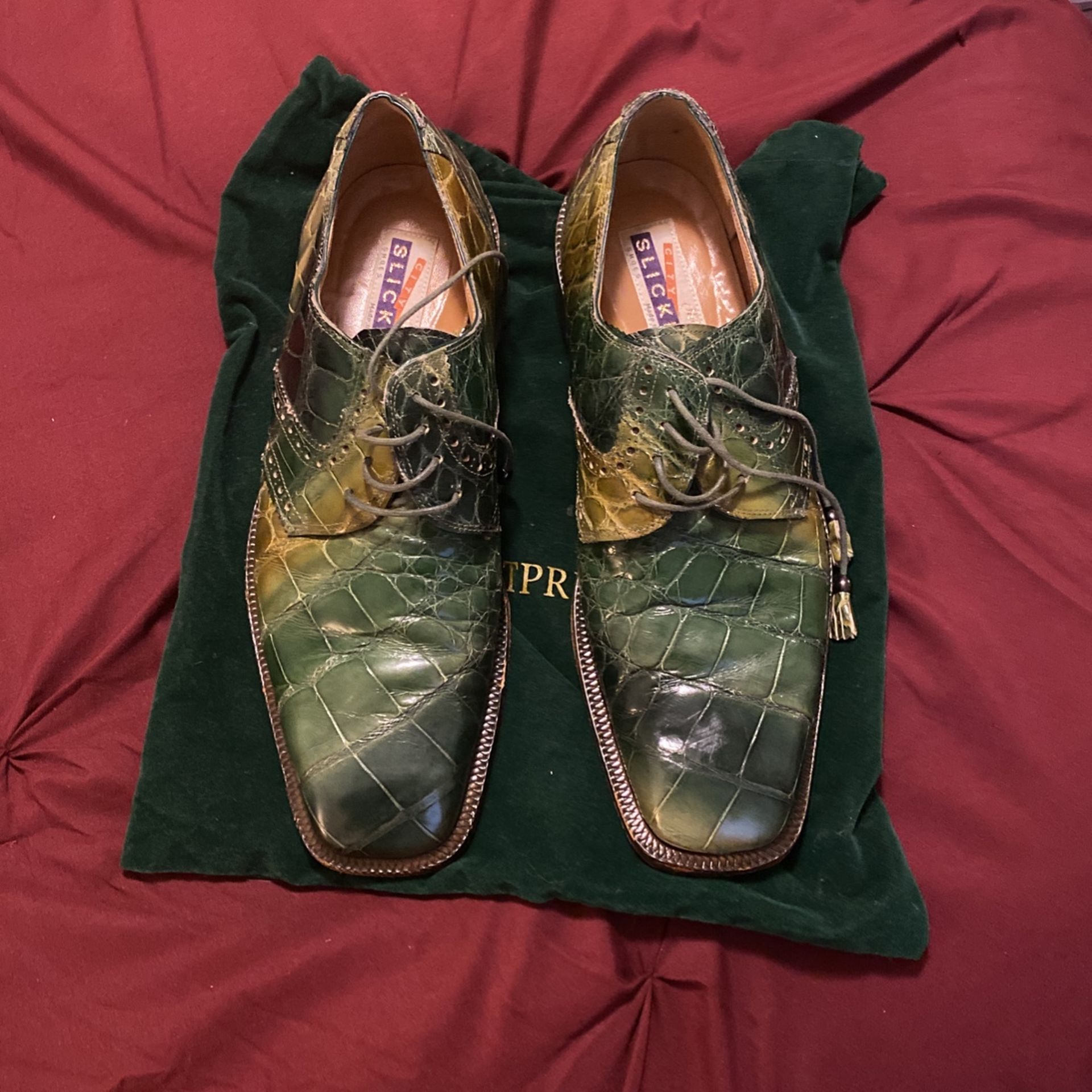 Green Gator Skin Dress Shoes Size 10