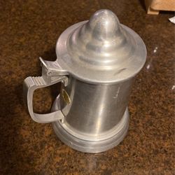 Vintage aluminum tea pot kettle for a mid century kitchen decor.