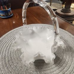 Vintage Fenton Silver Crest Basket 