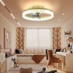 20" Low Profile Ceiling Fan with Lights and Remote, Modern Flush Mount LED Stepless Dimmable, Reversible Blades,6 Speeds Timing for Bedroom, Indoor Us