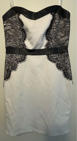 Black and Cream Lace Strapless Mini Dress