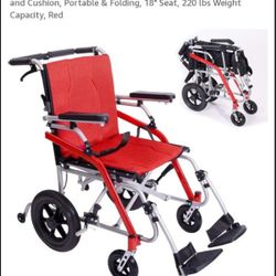 HIGH FORNITE TRANSPORT WHEELCHAIR 18" WIDTH VERY LIGHTWEIGHT 