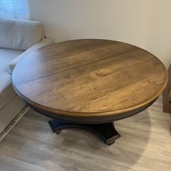 Extendable Round Wooden Dining Table Dark Brown