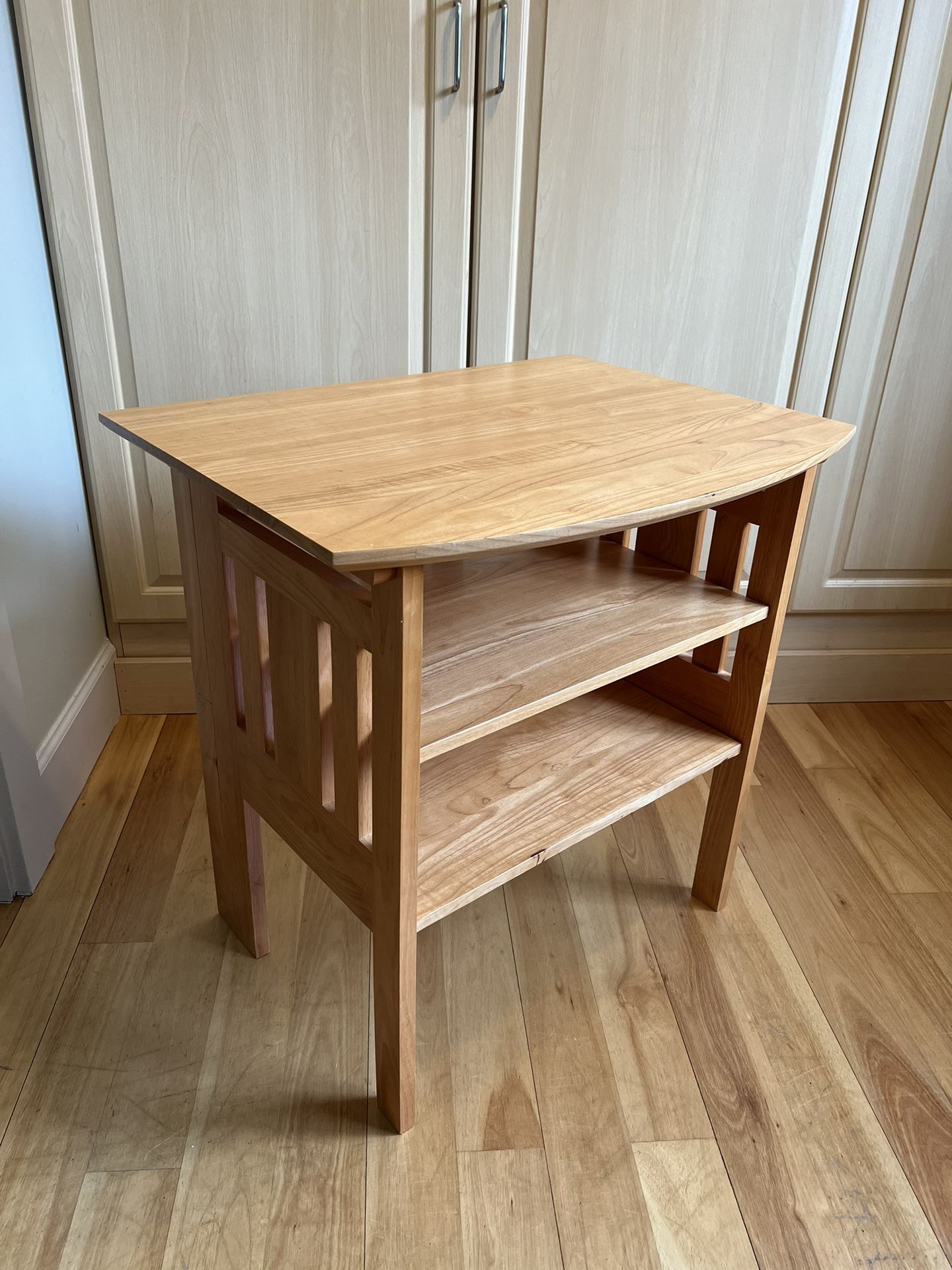 Light Wood Side Table With Shelves