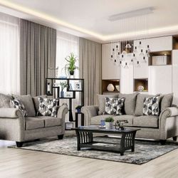 Brand New Gray Chenille Sofa And Love Seat Pillows Included 