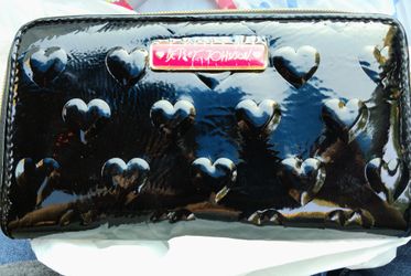 New! Betsey Johnson Black patent leather wallet