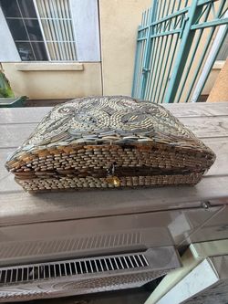 Gold Beaded Embroidered Jewelry Box