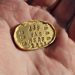 38.3 Grams 999.9 Hand Pour, Hammered Gold Coin