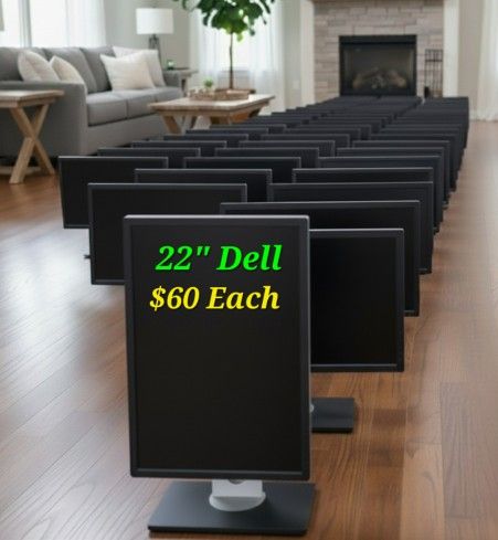 22" Dell Monitors on Rotating Stands 