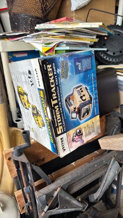Storm tracker, TV, lantern, Weather Alert Radio, A.M., FM