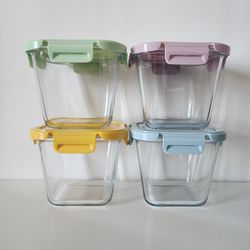 4 Glass Food Storage Containers 32 oz with Lids