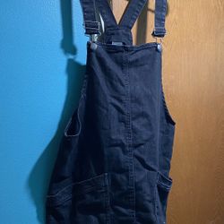 Teen Black Overall Dress with 2 Front Pockets