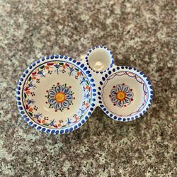 Vintage Triple Colorful Salsa Bowl